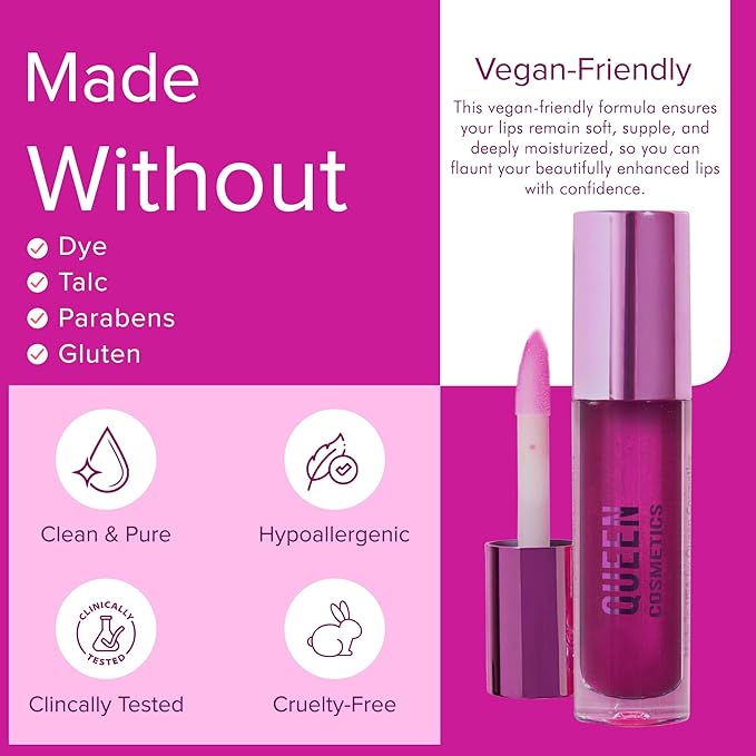 Queen Cosmetics Lip Plumper Gloss, 0.5 Long