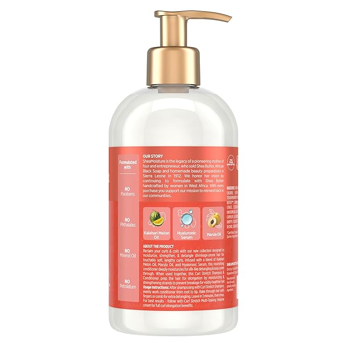 SheaMoisture Curl Stretch Conditioner Kalahari Melon Oil Infused with Hyaluronic Serum, Hydration Hero Deeply Moisturizes and Repairs Damage, for Easy Detangling and Styling 13 Fl Oz