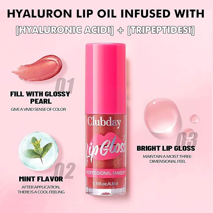 Reddish Orange Lip Gloss Lip Plumper Gloss Glitter Tinted Plumping Lip Gloss For Women Hydrating Long Lasting Shimmer Moisturizing Glossy Non Sticky lip gloss (03# Super-neutral)