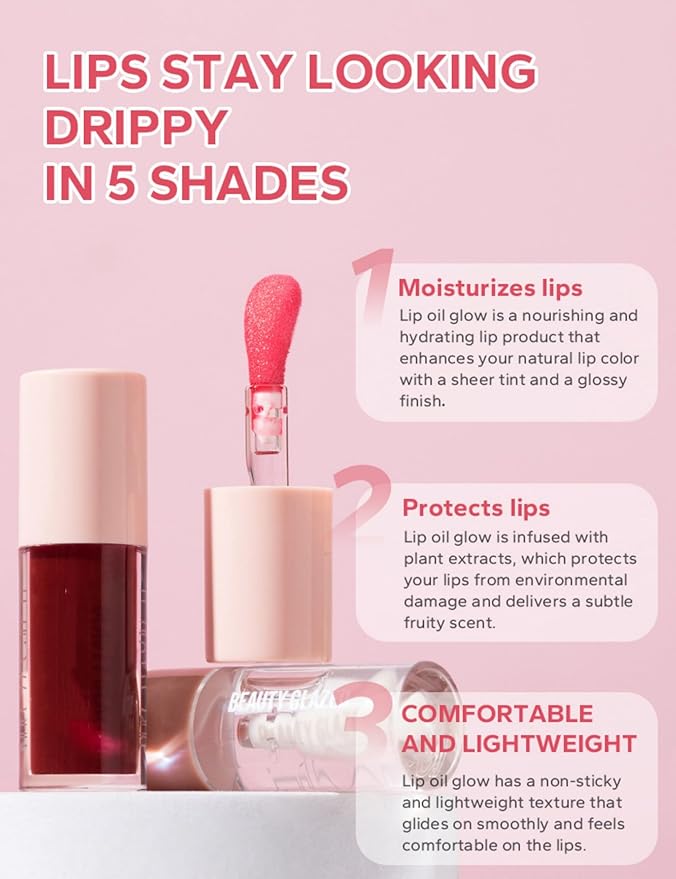 MAEPEOR Clear Glossy Lipgloss 5 Colors Nourishing High-shine Glossy Lipgloss Luscious-colors Non-Sticky Shine Glossy Lipgloss (Clear)