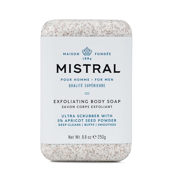 Mistral Bar Exfoliating Body Soap, Cool Marine, Large Bar