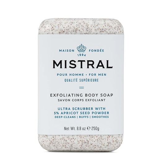 Mistral Bar Exfoliating Body Soap, Cool Marine, Large Bar