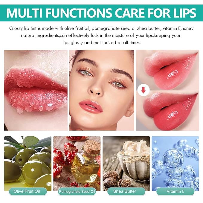 2 Colors Hydrating Lip Gloss,Lip Plumper Gloss,Moisturizing Glossy Transparent Lip Tint Care Lip Chapped Dead Skin Natural Lip Balm Make Lips Fuller(MUTED ROSE+WARM SIENNA)