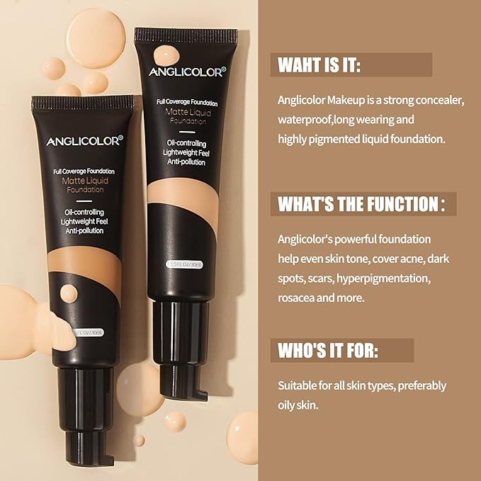Matte Oil Control Concealer Foundation 2PCS, Flawless Soft 103, ) 60ml
