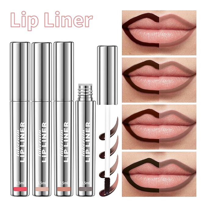 Peel Off Lip Liner Stain - Long-Lasting, Smudge-Proof, Waterproof Nude Matte Lip Tint, Non-Fading Peel Off Lip Color, Effortless Precision & Full Coverage, Vegan & Cruelty-Free, #4 Cool Cocoa