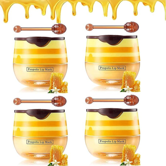 4Pcs Bee Lip Balm Honey Pot,Honey Lines
