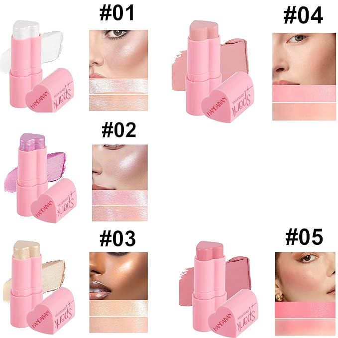 Heart Blush Stick, Matte Rouge Stick, Cheek Contour (08#, 0.) 21 OZ