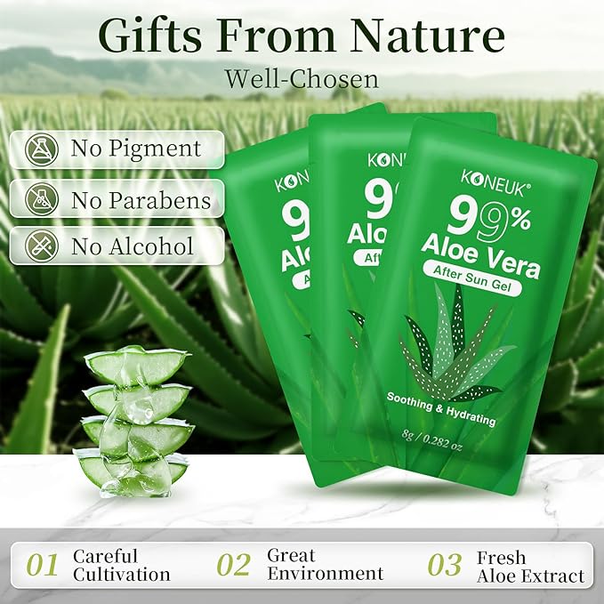 200 Pack Bulk Aloe Vera Gel, 99% Pure Aloe Vera Gel for Face, Hair, Sunburn Relief, Moisturizing Aloe Gel for After Sun Skin Care Relief, Portable Travel Size Aloe Gel Suitable for All Skin Types