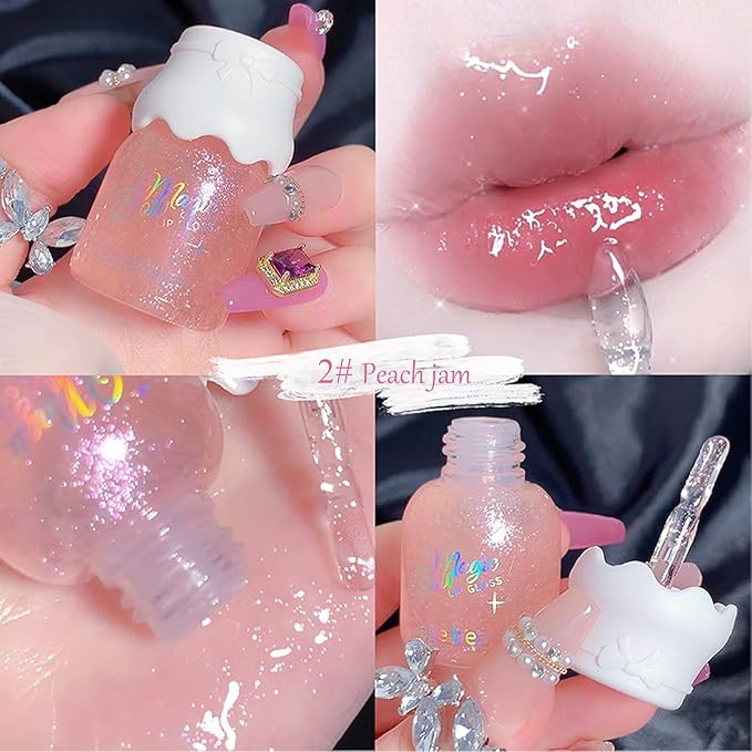 Petansy Mrettick 5 Colors Shimmer Lip Gloss Set Hydrating Lip Glow Oil Cute Hydrating Tinted Lip Transparent Balm Set Moisturizing, Long-Lasting