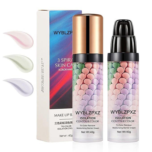2PCS Tri-color Color Corrector Isolation Cream,One Step Color Correcting Foundation