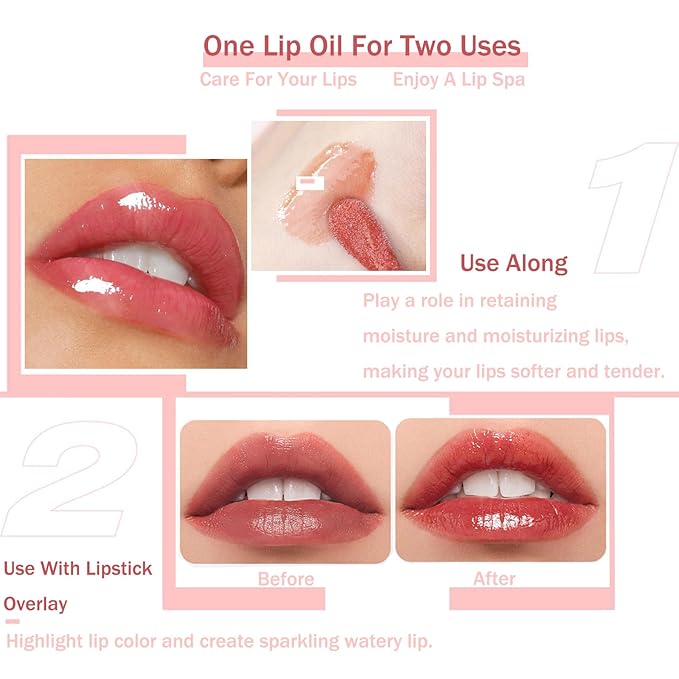 Plumping Lip Oil, Moisturizing Lip Glow Coral