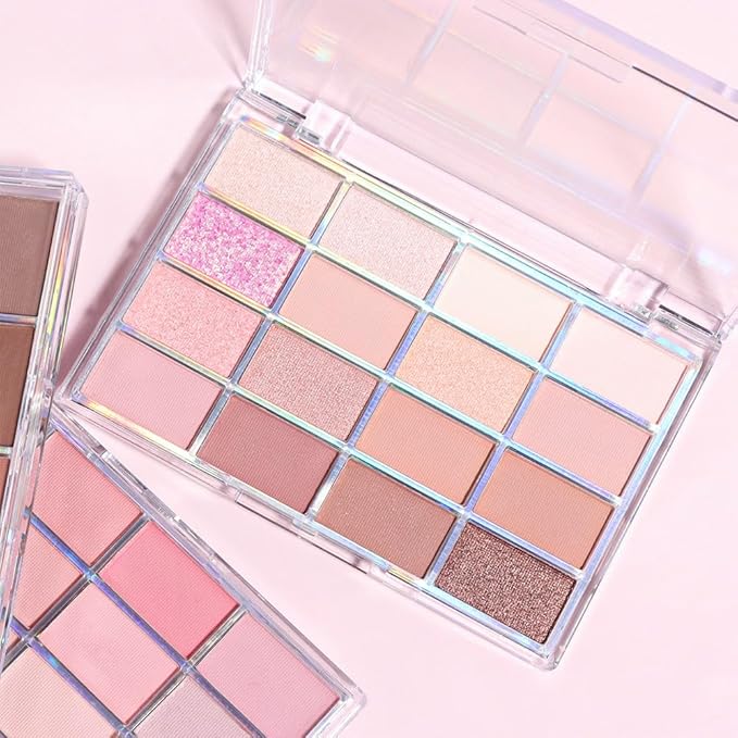 16Colors Light Purple Pink Brown Nude Basics Matte Eyeshadow Palette,Eye Shadow Travel Makeup Palette all in one Long Lasting Waterproof Ultra-Blendable,Great for Travel Gift Kit