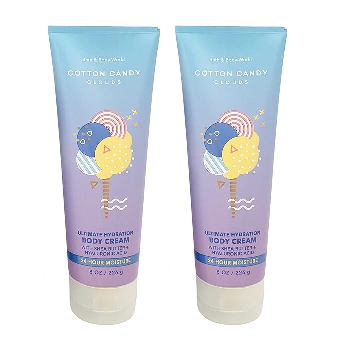 Bath & Body Works Ultimate Hydration Body Cream (Cotton Candy Clouds), 8.00 Ounce (Pack of 2)