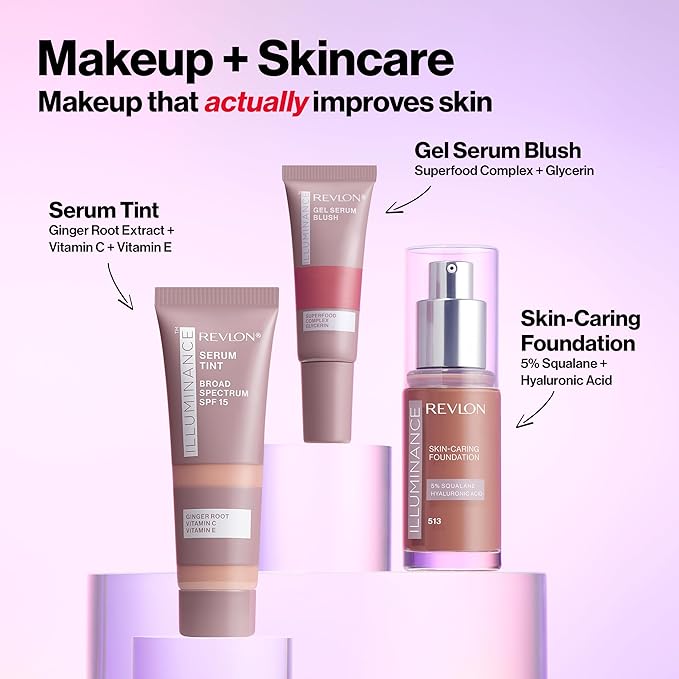 Revlon Illuminance Gel Serum Blush, Visibly Plump Cheeks, Dewy Finish and Hydrates All Day, 130 Beaming Coral, 0.37 fl oz.