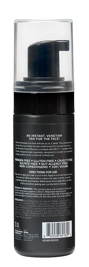 Norvell Venetian Sunless Facial Self Tanner Mousse with Bronzer, 1.7 Fl Oz - Instant Self Tanning - Natural Looking - Anti-Orange - Fake Tan for Bronzing Glow