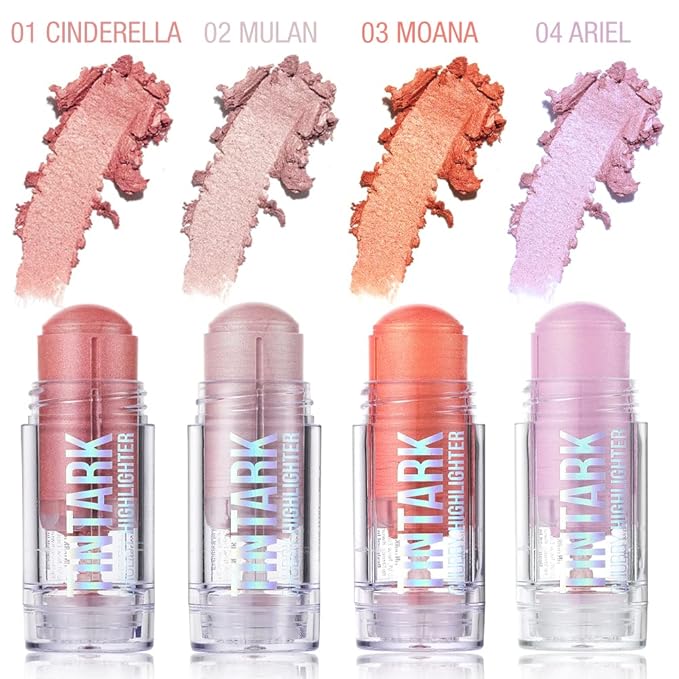 Chubby Cream Highlighter Stick for Face, Glitter Eyeshadow Peach Shimmer