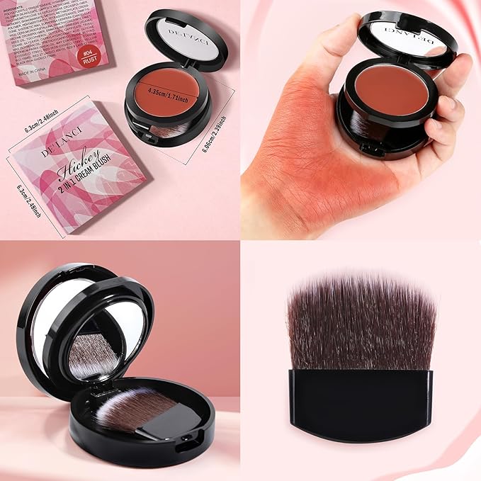 DE'LANCI Flushed Blusher, Glow Finish Korean Blush Natural