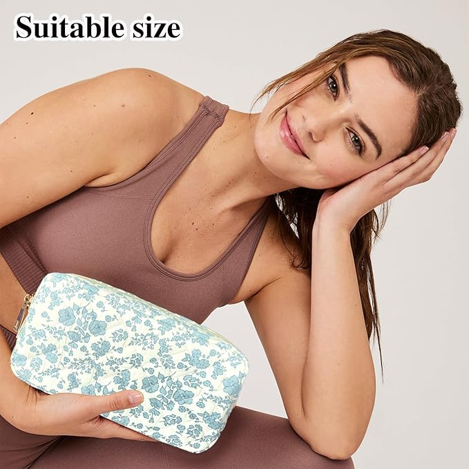 Quilted makeup bag floral makeup