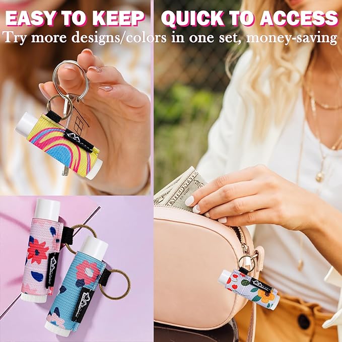 WK IEASON 8PCS Lip Balm Holder Keychain Bulk Gloss
