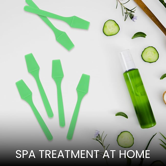 Pana 100pcs Cosmetic Make Up Disposable Plastic 2.5" Spatulas Skin Care Facial Cream Mask Spatula (100 Pieces in a Container) (APPLE GREEN)