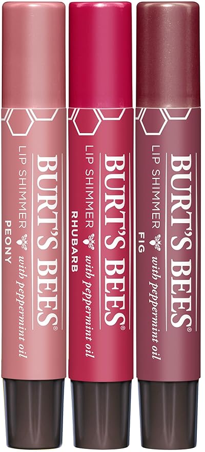 Burt's Bees Lip Shimmer Gift Set, Kissable Color, Warm Collection, 3-Pack, 0.09 oz.