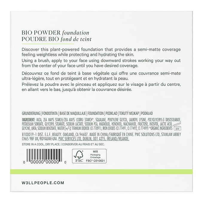 Well People Bio Powder Foundation, Lightweight & Hydrating Cruelty-free, 1C