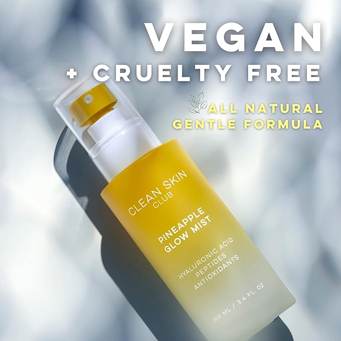 CLEAN SKIN CLUB Pineapple Glow Mist | Hyaluronic Acid + Peptides | Papaya + Coconut Extracts | Hydrating & Fortifying Face Spray | Vegan & Cruelty Free