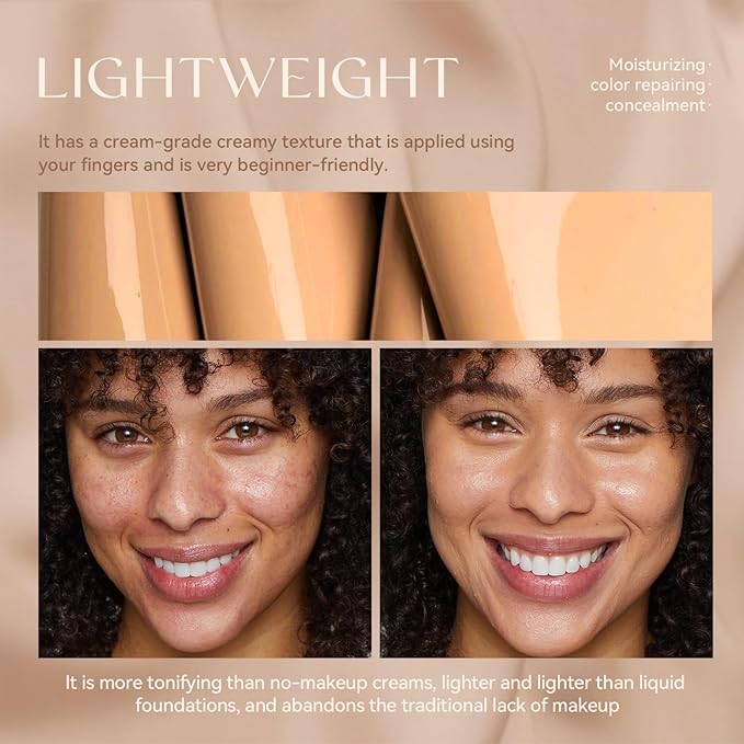 Liquid Foundation,Matte 3-in-iquid Foundation Lightweight, Hydrating CC Cream Cruelty-Free (02) 1 L