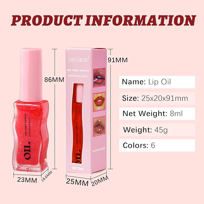 Lip Oil, Moisturizing Lip Glow Oil, Transparent Tinted Moisturizing