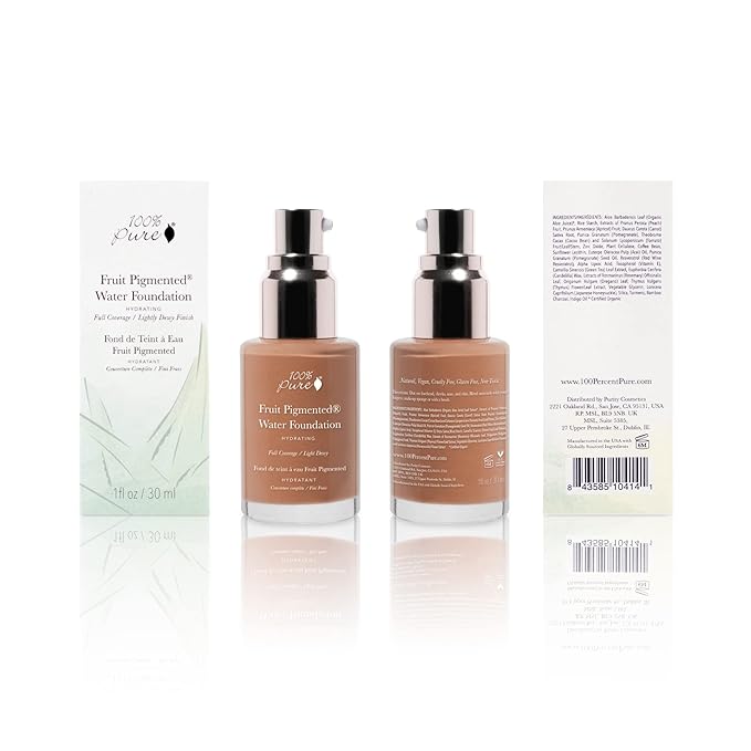 100% PURE Water Foundation Full Coverage Hydrating Makeup, Fl Oz