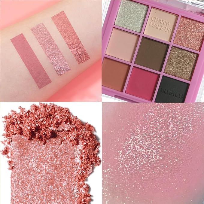 Eyeshadow Palette Makeup- 9 Colors Pink Bown Black Smoking Eyeshadow Palette Matte Shimmer Eye Shadow palettes Highly Pigmented Naturing-Looking Long Lasting (19#)