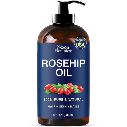 Rosehip Oil for Face 8 fl oz - Rosehip Seed Oil for Gua Sha, Massage, and Skin Care - Aceite de Rosa Mosqueta - Nexon Botanics