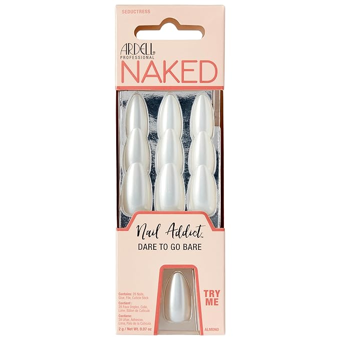 Ardell Nail Addict Naked Seductress, Press On Nails, Medium Almond Shape, Nail Kit, 1-Pack