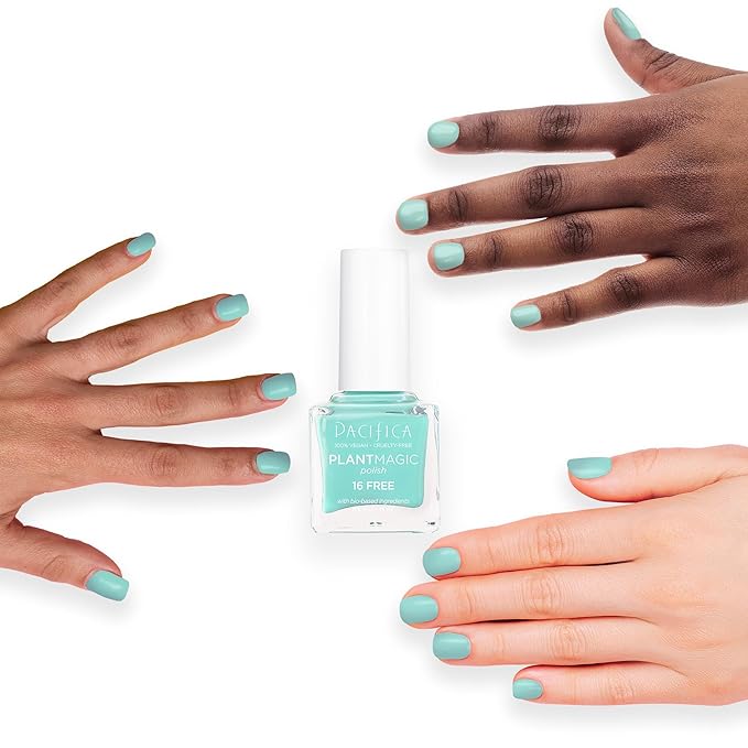 Pacifica Natural Nail Polish – Plant Magic Light Blue Nail Polish - Plant Based, Non-Toxic & Clinically Tested - Lasting Colors, Chip-Resistant, Clean Beauty, Dermatologist Approved, Paradise City