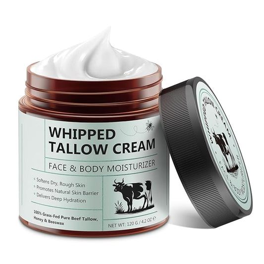 4.2oz Grass Fed Beef Tallow for Women and Girls, Organic Grass Fed and Finished Tallow For Skin - Face & Body(Unscented)