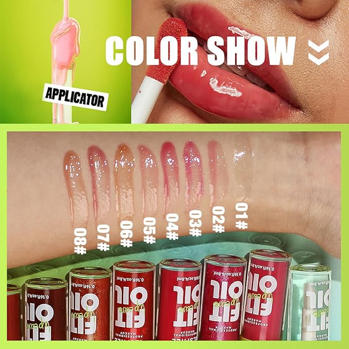 Hydrating Lip Oil, Big Brush Head Lip Glaze Shiny Transparent Lip Glow Oil, Nourishing & Non-sticky Long Lasting Fresh Clear Smooth Lip Care Plumping Lip Oil (# 05)