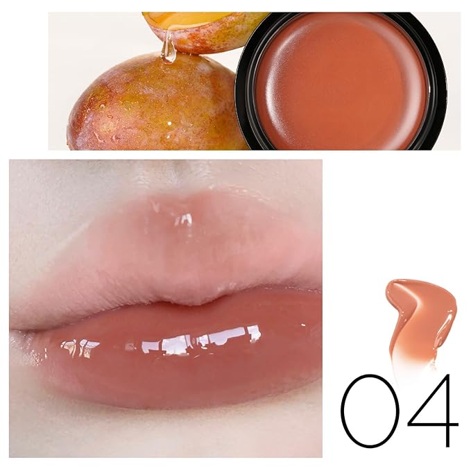 1 PC Macaron Canned Lip Essence High Glossy Lip Jelly, Mirror Effect Lip Glaze Mirror Effect Lip Balm, Moisturizing & Plump Lip Gloss (L04, 6g)