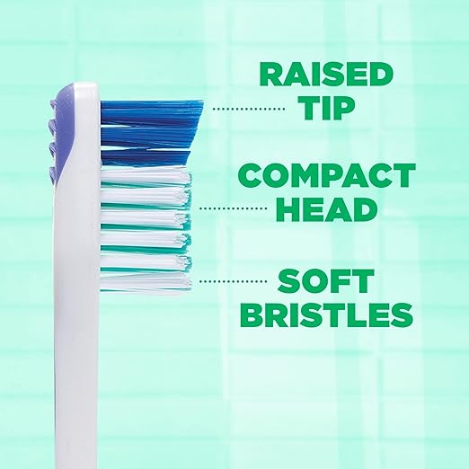 GUM Super Tip Toothbrush, Soft Bristle Toothbrush for Adults with Tongue Cleaner, Compact Head, 1ct (Pack of 12)