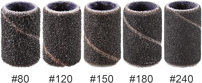 PANA 100 Pieces Nail Sanding Bands Professional Nail Manicure Great Fit for Nail Drill Bits for Acrylic Nails (180 Grit, Black)