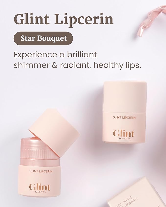 Glint Lipcerin (Star Bouquet, 0.5fl oz) - Long Lasting Hydrating lip gloss with Shea Butter for a Natural Looking, Korean Skin care. Ideal for Chapped, Dry, Cracked, Damaged Lips.