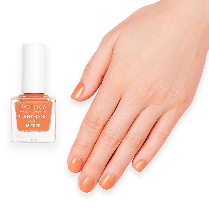 Pacifica Natural Nail Polish – Plant Magic Orange Nail Polis - Plant Based, Non-Toxic & Clinically Tested - Lasting Colors, Glossy, Chip-Resistant, Clean Beauty, Dermatologist Approved, Summertime