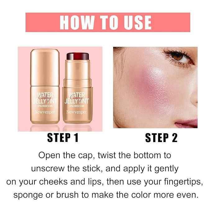 2PCS Jelly Blush Stick, Multi-Purpose Lip & Cheek