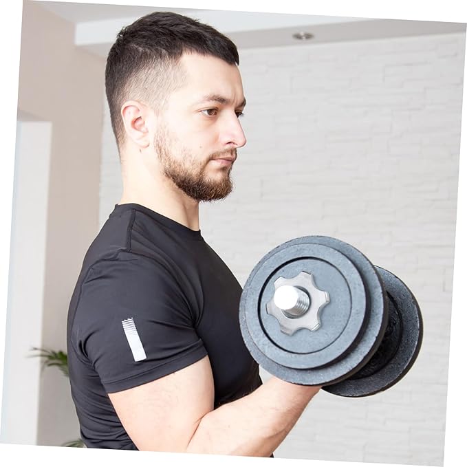 Garneck 2pcs Standard Barbell Spin-Lock Collars Screw Clamps 1 inch(Silver)