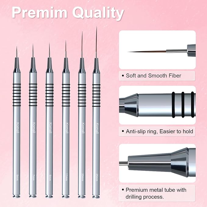 Nail art liner brushes, 6pcs