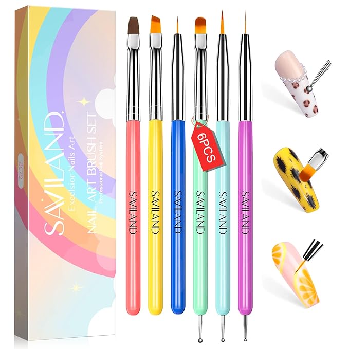 Saviland 6pcs nail art brushes