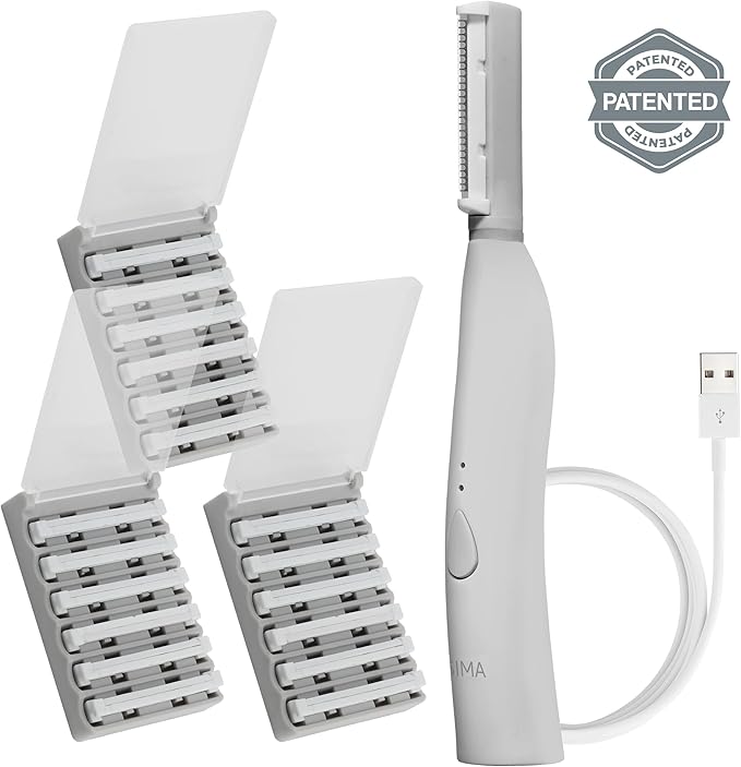 SPA SCIENCES - SIMA Patented Dermaplane Razor for Women Face – Painless 2-in-1 Facial Exfoliation & Peach Fuzz Hair Removal – Anti-Aging – 3 Speeds – Rechargeable – 21 Weeks Treatment