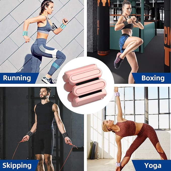 GLEAP Wearable Ankle & Wrist Weights for Women 2LB Silicone 2(1LB Each),