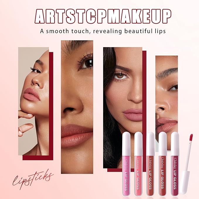 Multicolor Lip Gloss Non-Sticky Matte Long-lasting Color Lip Lacquer Liquid Lipstick Makeup Set Natural Glowy 6 Pcs-01