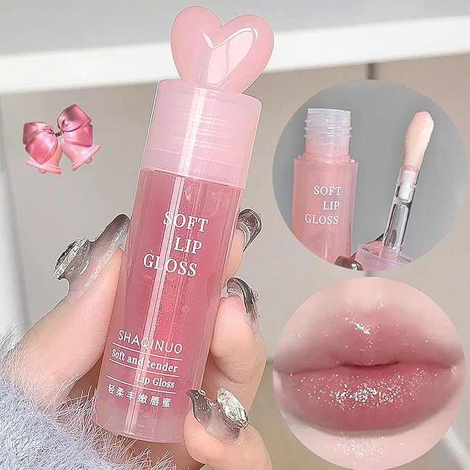 6 Colors Plumping Lip Gloss Set, Hhydrating Water Mirror Clear Lipstick Makeup, Shimmery Glitter Moisturizing Lip Gloss with Shimmery Finish - Lightweight, Sheer, and Hydrating