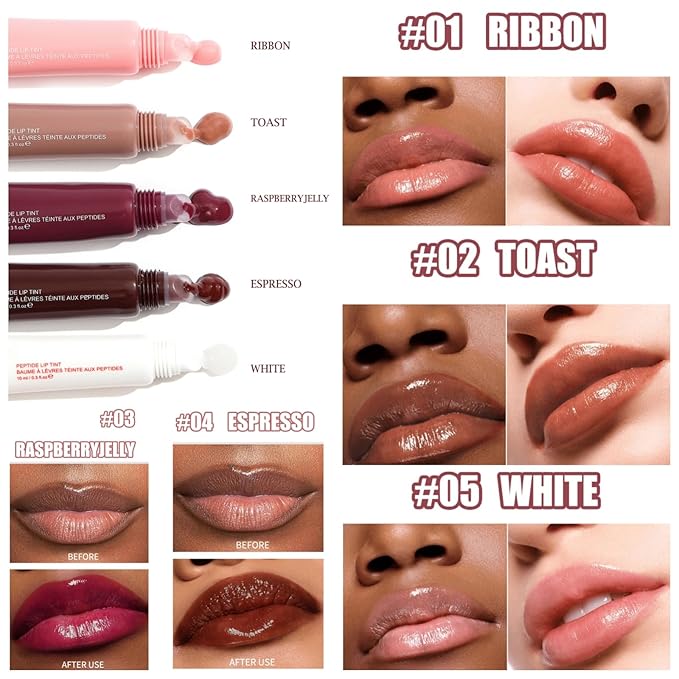 5 Colors Mirror Lip Glaze, Plumping Hydrating Gloss, Long-Lasting Moisturizing Non-Sticky Oil, Quick Full Lip Color